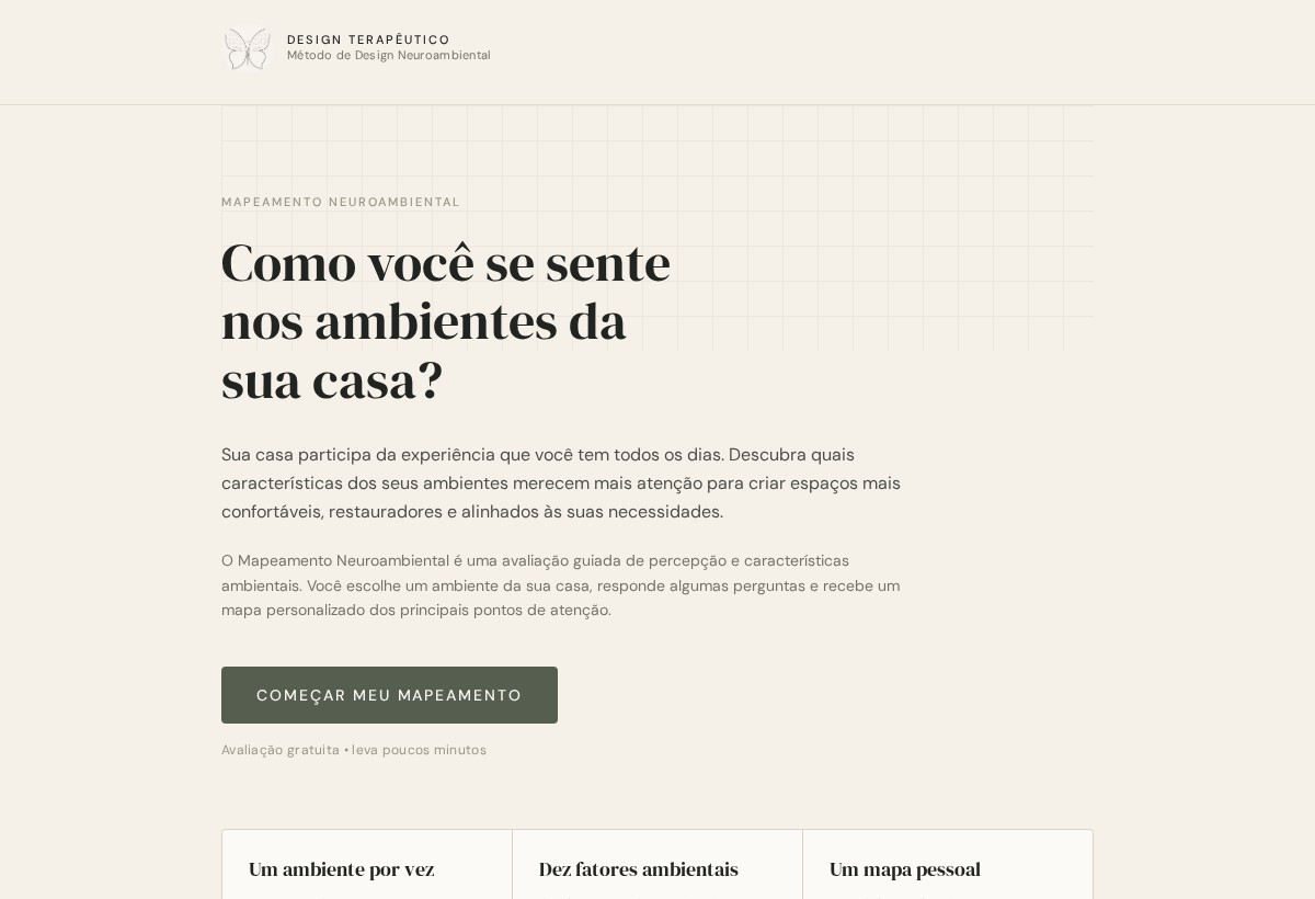 Prévia da tela inicial do Mapeamento Neuroambiental